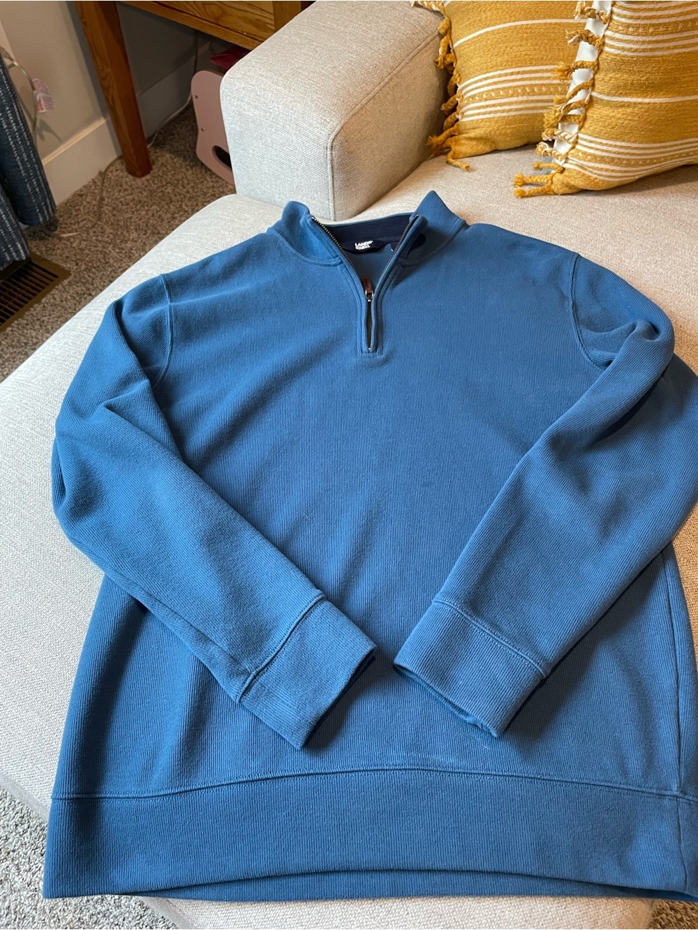 Lands' End Men's Blue Half-Zip Sweater